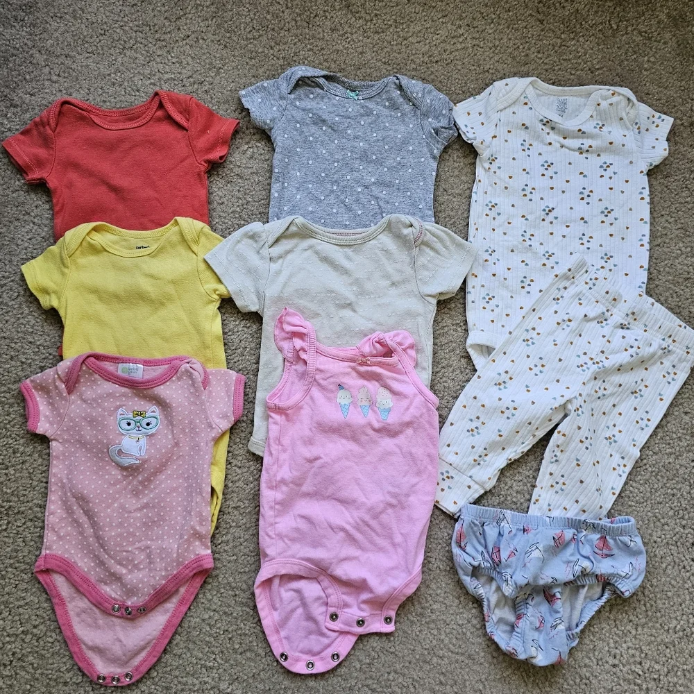 38pc baby girl clothing 3 6 month shorts dress footie onesie romper robe swim